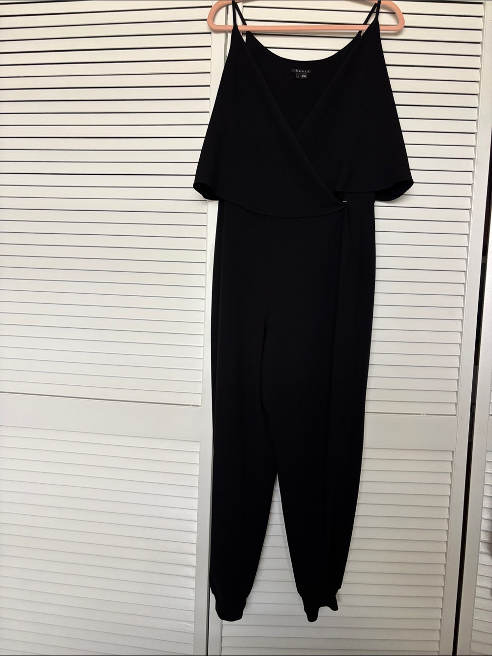 Theory Odila Black Sleeveless Wrap-Front Jumpsuit Size 10